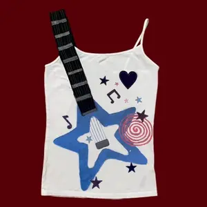 TOP Millennial Subculture Punk Rock Visual Kei Musical Note Camisole Vintage Top with Versatile Stylish Design for Casual Wear Summer