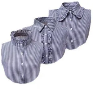 3PCS Vintage And Versatile Casual Detachable Half Collar with Striped Multi-Collar Styles, a Decorative Accessory for Daily Commutes, Suitable for Spring And Autumn Sweater Or Coat Outfits