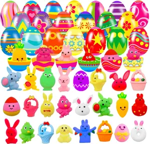 Mothers Day Gift 24 Pack Prefilled Easter Eggs with Squishy Toys Inside Bright Colorful Easter Eggs with Fidget Toys Great for Kids Girls Boys Easter Basket Stuffers Eggs Fillers Party Favors Gifts