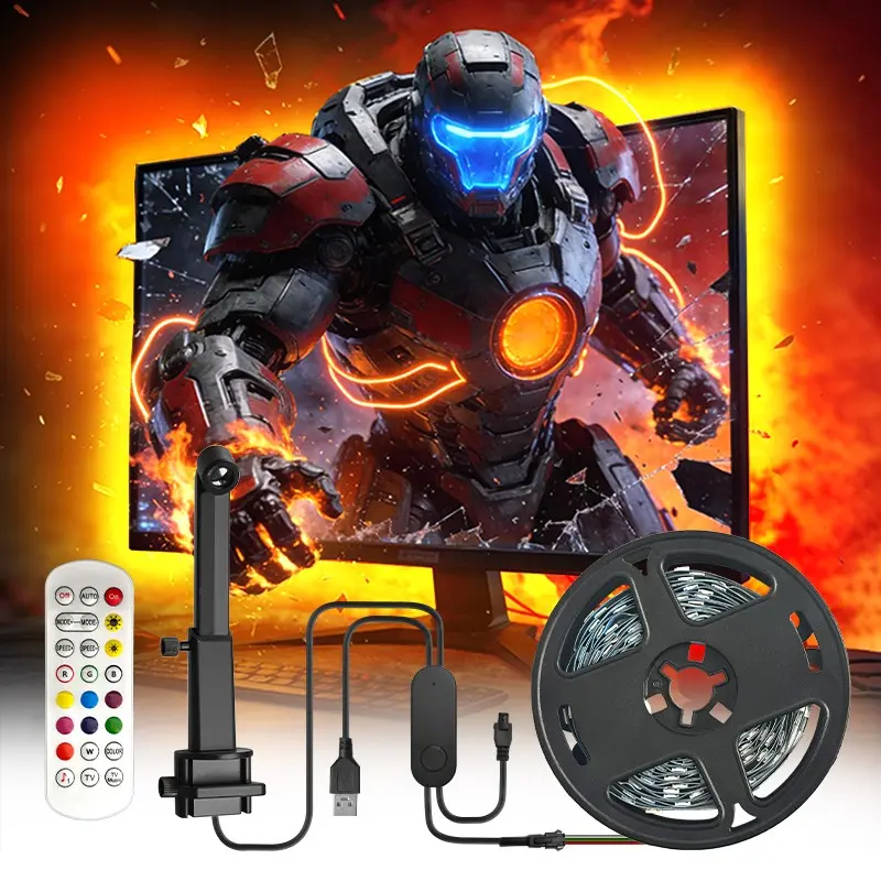 RGB+ic TV Backlight Strip, USB Powered Color Changing LED Light Bar, Fits 55-100 Inch Tvs, Gaming & Home Cinema Ambiance Lighting Kit