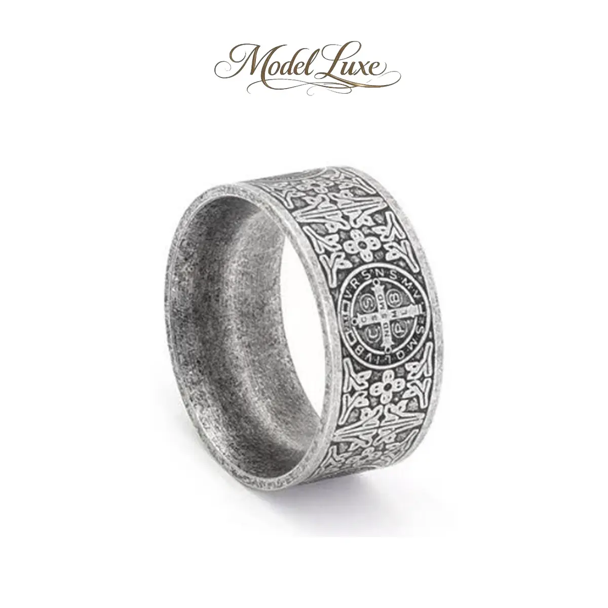 High End Retro European Style Exorcist Cross Titanium Steel Ring Domineering Men's Finger Ring Fashion Jewelry for Daily Wear Party Dating Gift