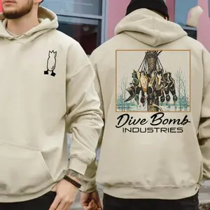 Dive Bomb Industries Unisex Hunting Hoodie, Vintage Duck Strap Artwork Back Print, Waterfowl Hunting Lifestyle Apparel, Hoodie Sweatshirt TShirt, Cold Weather Wear, Made in USA california outfit baggy shirt box hoodies august glen black fits
