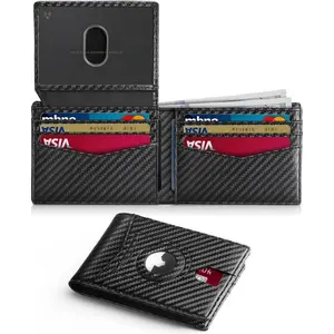 Wallet for Men Slim RFID Blocking Bifold Carbon Fiber,Minimalist Small Compact Front Pocket Credit Card Holder,Thin Mens Leather Wallets Smart Security With 2 ID Windows 1 Cash,Birthday Gifts for Men