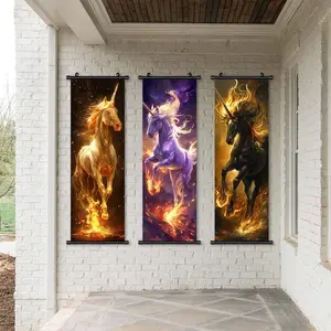 Unicorn Pattern Wall Art, 3 Counts/set Canvas Painting, Wall Decor for Home Living Room Bedroom Study Room School Office