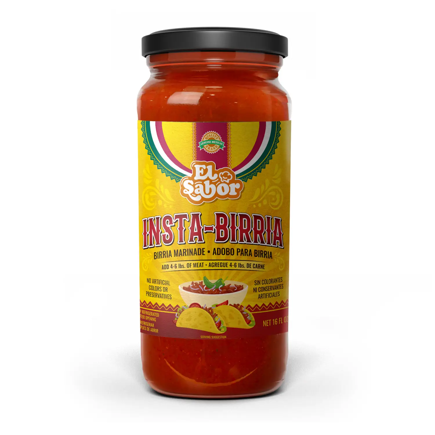 Gourmet Birria Mix | Instabirria 16 fl oz glass jar to make birria | No extra ingredients required | Each Sauce jar is for 6 lbs of meat