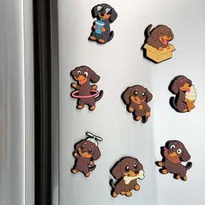 8-Piece Sausage Dog Magnet Set, Decorative Activity Poses, Home Refrigerator Organization & Display, Fun Kitchen Accessories, Magnetic Item