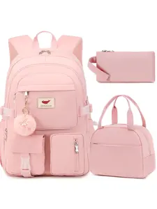 3PCS with lunch bag and pen bag, Laptop 15.6-inch Kids College Travel Large backpack suitable for girly ladies, pink, Ladies girls laptop bag School Cute Student Casua Casual