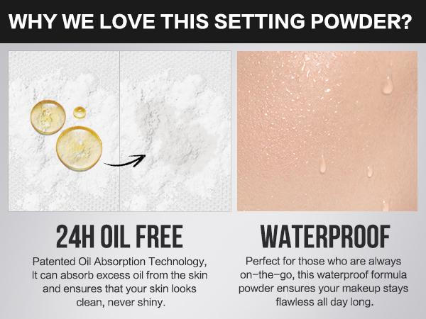 CARSLAN Soft Foucs Make-up Powder, Translucent Loose Setting Powder, Matte, Oil Control, Waterproof, Proeless, 24h Longlasting Talc Free Face Powder