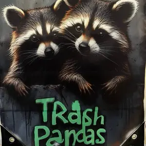 Trash Pandas 19x17 Polyester Drawstring Bag with Sublimation Picture of Trash Pandas for Everyday Use Featuring Adorable Raccoon Design #02