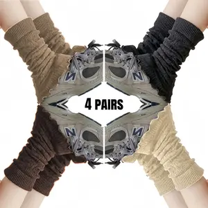 Women's Fashion Knitted Crochet Long Boot Socks - 4 Pairs - Cable Knit Design in Multiple Colors - Stylish Leg Warmers