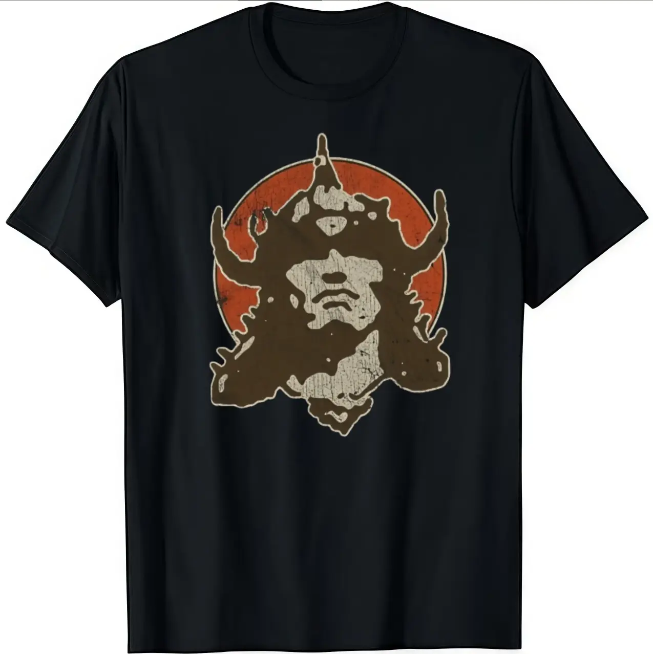 Conan Oversized Vintage Fantasy  Distressed Viking Warrior Head Red Circle Tee  Perfect For Conan Fans