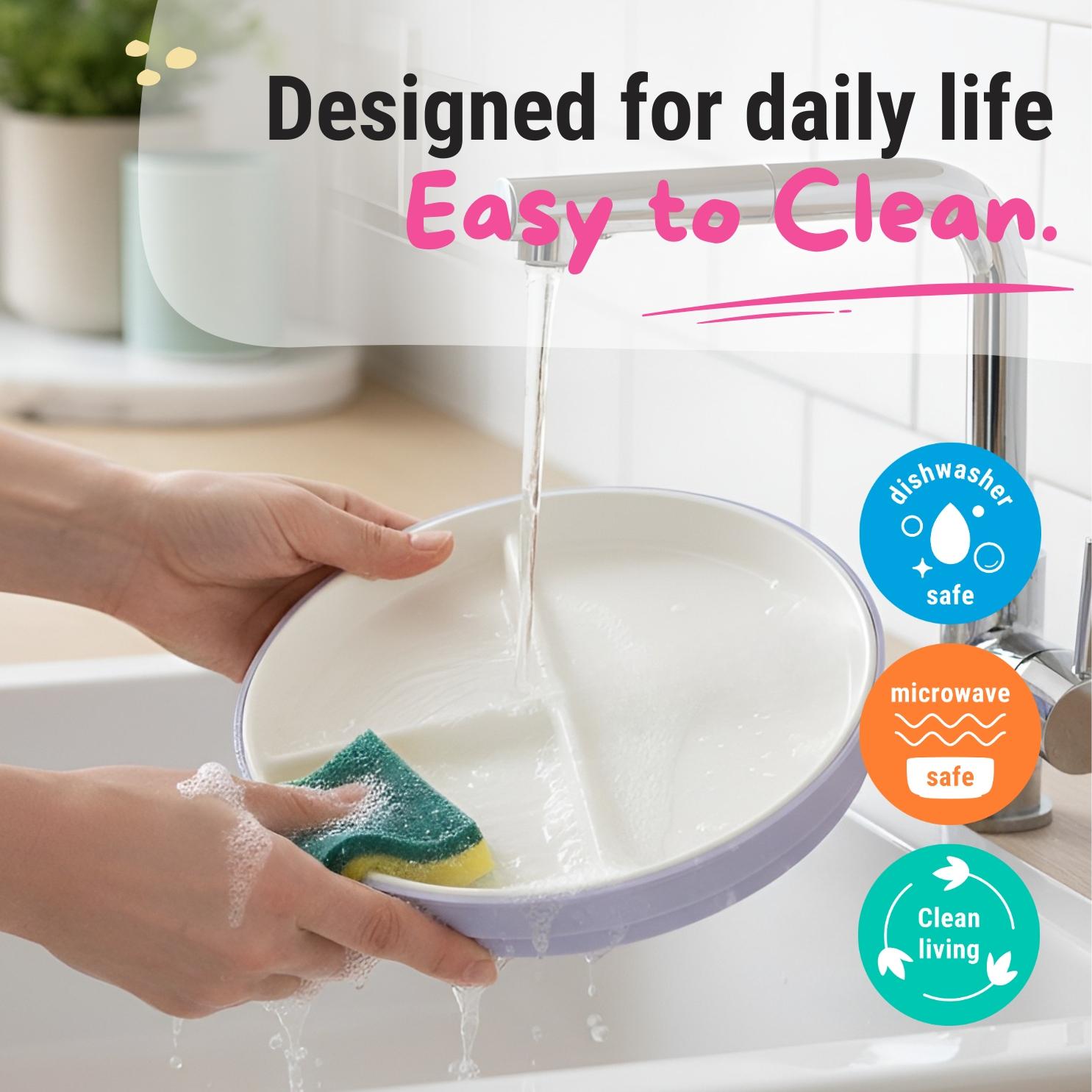 Elk and Friends Kids Porcelain White Divided Plates for Babies Toddlers Microwave Dishwasher Safe Non Slip Dinnerware Snack Dishes