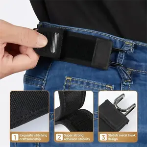 Pieces Metal Hook Elastic Belt, No Buckle Belts For Men Women, Adjustable Belts Without Holes, No Hole Buckleless Belt Hooks, Adults Invisible Waist Strap For Outdoor Work Travel Casual