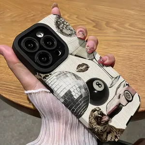 8-Ball Billiard Car Collage Suitable for TPU Pattern iPhone 16 Pro Max Case, iPhone 15 Pro Max/14/16 Plus/13 Pro/12/11