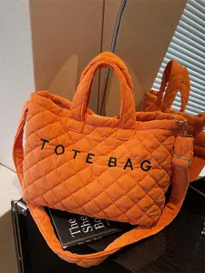 Commuter Tote in Vibrant Orange Corduroy Diamond-Quilted Shoulder Bag Stylish and Versatile Large-Capacity Fashionable Crossbody Bag New Date Night Out Bag