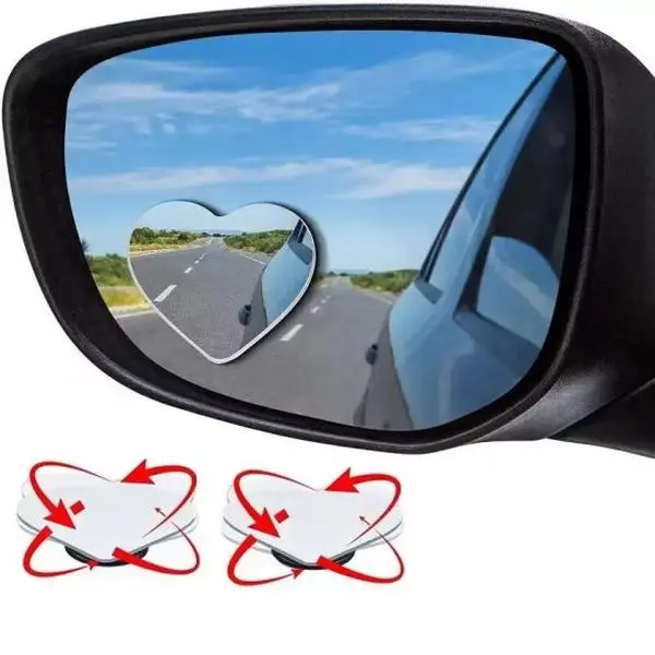 2Pcs Cars Heart Shaped Blind Spot Mirrors Car Side Mirror Blindspot Adjustabe Angle Removable Wide Angle Convex RearView Mirror for Enhanced Safety Universal Fit Stick, Car Accessories for Cars Suvs