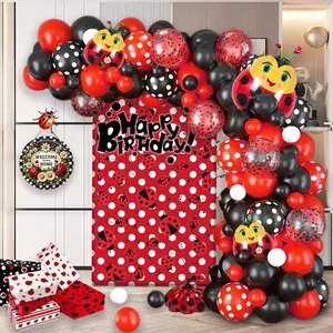 Ladybug Theme Balloon Arch Kit, Mixed Color Balloon Set, Latex Balloon for Birthday Party Baby Shower Garden Celebration Decoration, Balloon Garland