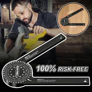 7-Inch Aluminum Miter Saw Protractor | Rustproof Angle Finder Featuring Precision Laser Engraved Scales for Carpenters, Plumbers and All Building Trades
