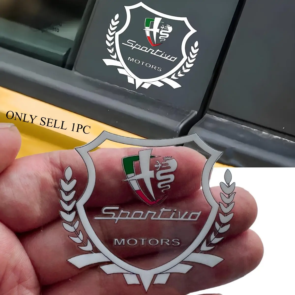 1PC car sticker Sportivo shield car sticker, Car Door Trim Sticker, suitable for car doors/bodies, highlighting the Italian sports car style, injecting passion driving genes into the car, trendy car accessories make the car full of Italian sports charm