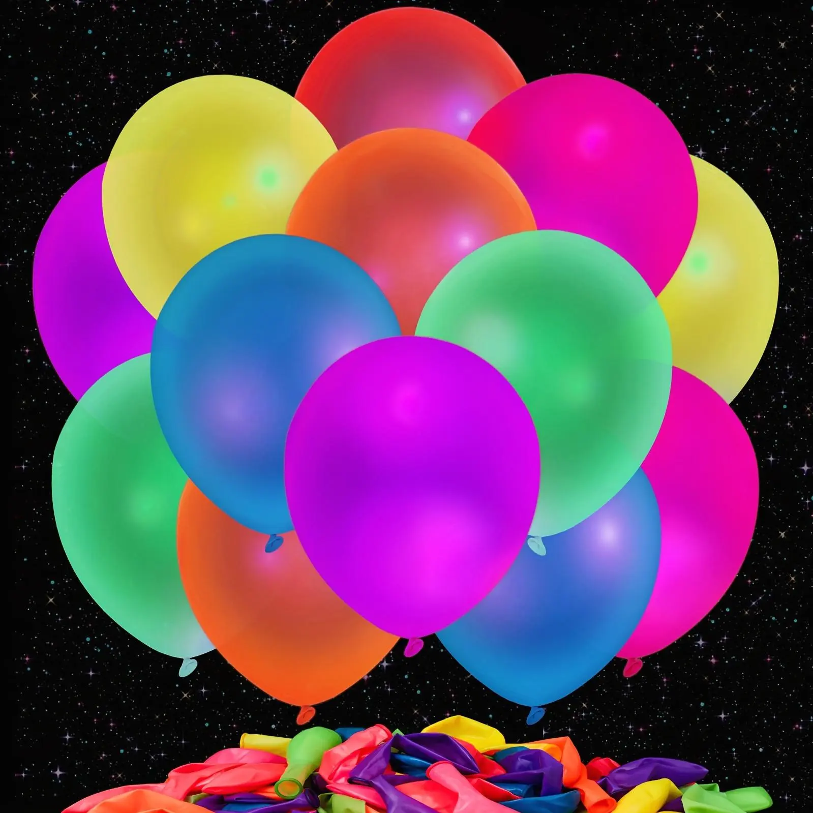 [Birthday Wedding Christmas] A Bulk Pack of 140 UV Neon Balloons, 12 Inches in Size, That Glow in The Dark, Perfect for Birthday And Wedding Celebrations, As Well As Christmas Decorations