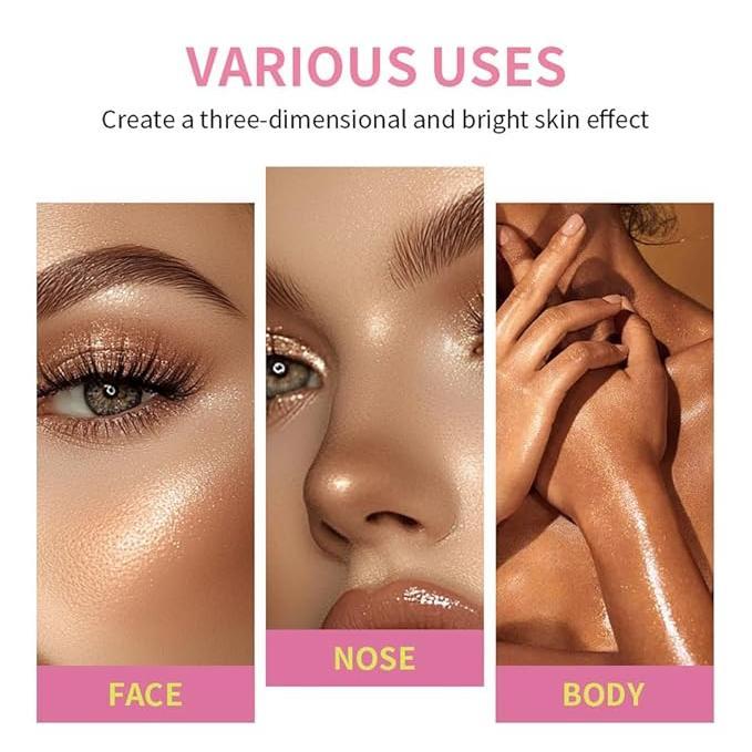 8-Color Cream Highlighter Palette for Older Woman – Suitable for Dry and Mature Skin, Lightweight & Waterproof Face Highlighter for a Luminous Glow, Makeup Palette for Contour, Highlighting & Strobing