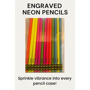 12 Laser Engraved Neon Pencils
