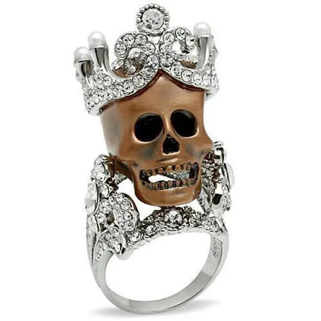 Alamode 3W010-12 Special Color White Metal Ring with Synthetic Pearl, White - Size 12