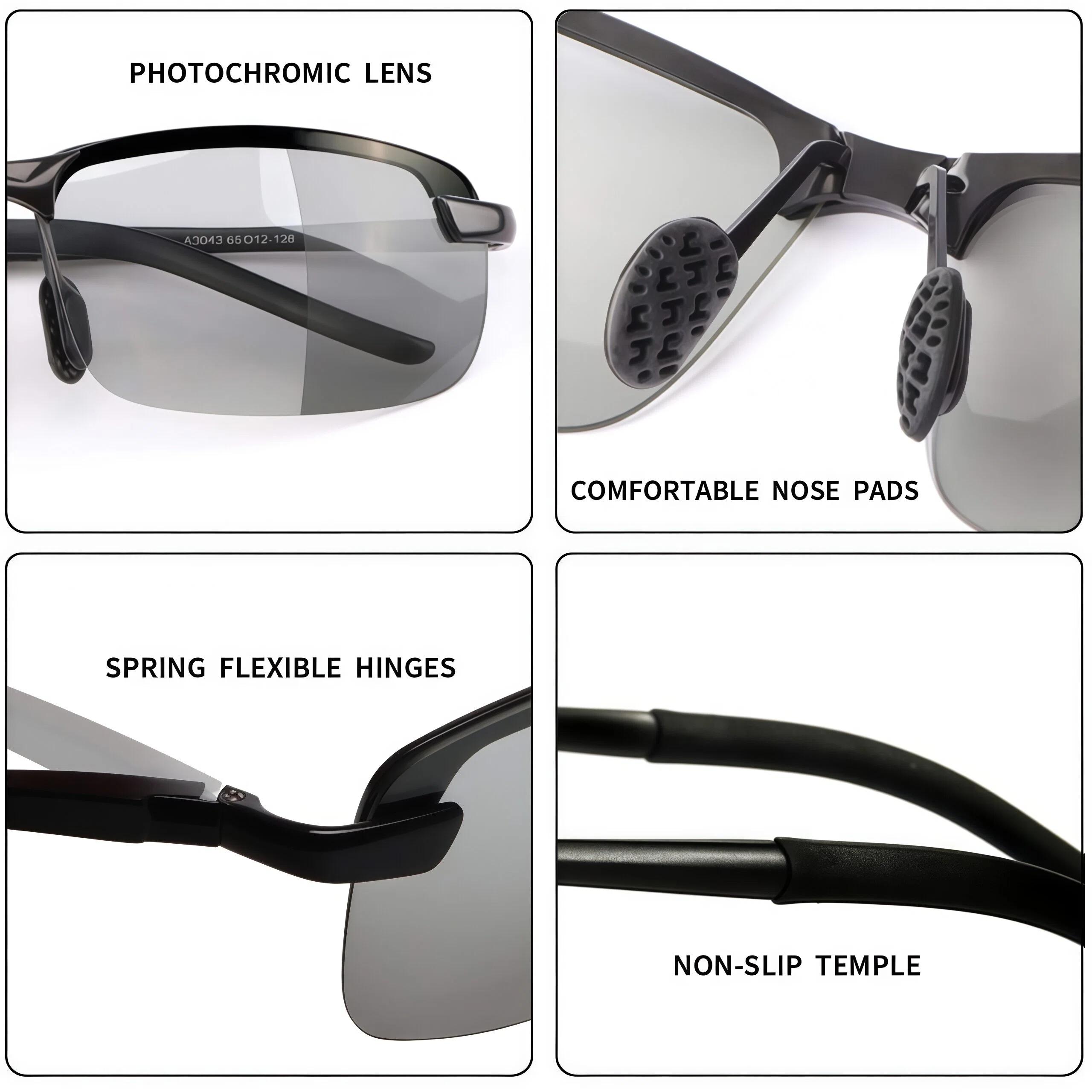 PALESHY Polarized Photochromic HD Sunglasses for Men Women UV400 Protection Ultralight Eyewear Day Night Safety Glasses for Fishing Golf Outdoor Activities Classic Rectangular Design