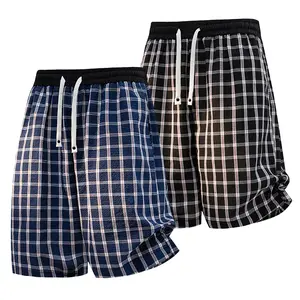 Trendy brand men’s summer plaid athletic shorts—retro street style, loose fit, fashionable for everyday wear, minimalist wide-leg casual shorts, versatile, premium quality. #SummerVibes