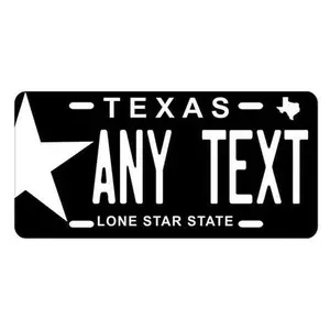 Texas personalized license plate your name any text custom black white