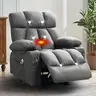JONPONY Heated Manual Massage Recliner with Cup Holder, Single Rocker Sofa with Cup Holders for Bedroom Home Theater, Gray