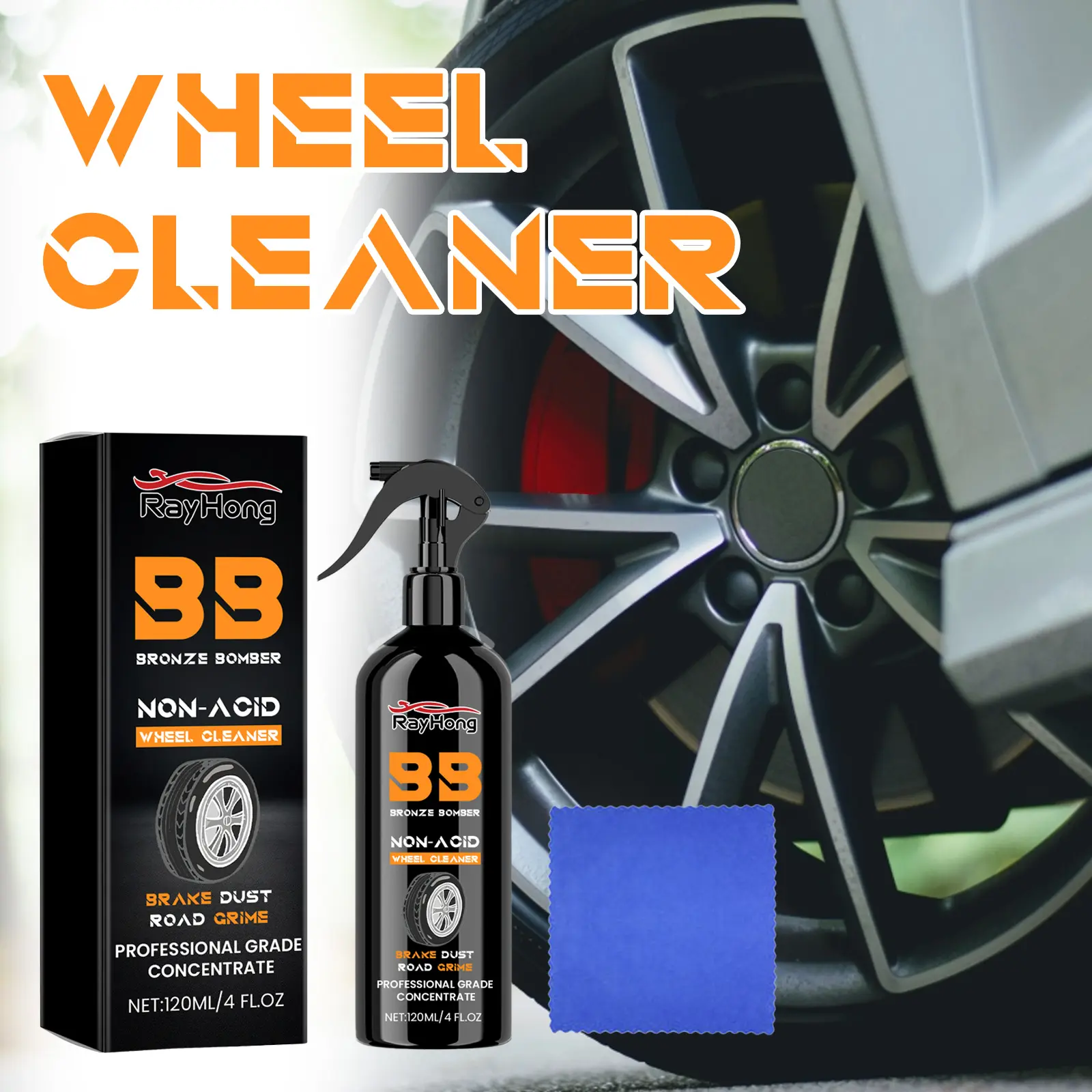 Bronze Bomber Sodium Bicarbonate Wheels Cleaner & Tire Cleaning Solution (120ml/4 fl oz), Non-Acid Formula, Removes Rust, Protects Car Paint, Restores Like-New Condition