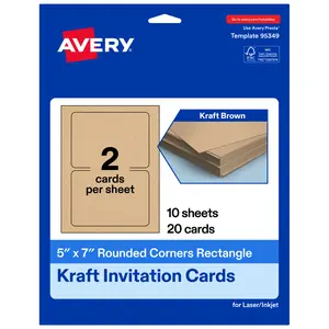 Avery Kraft Brown Invitation Cards, 5" x 7" Rectangle Rounded Corners