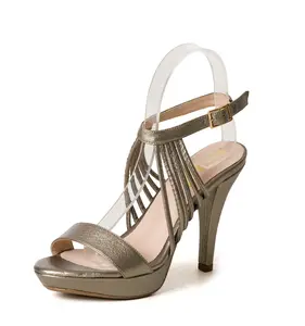 Tacon Elegante 7C343STA - Open Toe Stiletto Heel Summer Sandals with Adjustable Strap & Plain Design for Women's Fashion