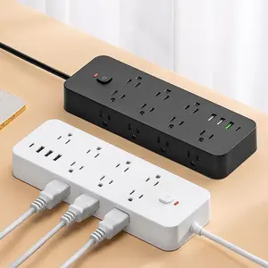 Surge Protector Power Strip, 14 AC Outlets with 4 USB Ports (1 USB C), Multiple Outlets, One Touch Switch Button, Wall Mountable