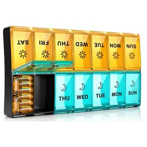 Mossime XL Large Daily Pill Organizer 2 Times a Day, Extra 7 Day Pill Box Am Pm, Weekly Day Night Vitamin Holder, Medicine Organizer, Big Pill Container, Medication Dispenser 14 Compartments
