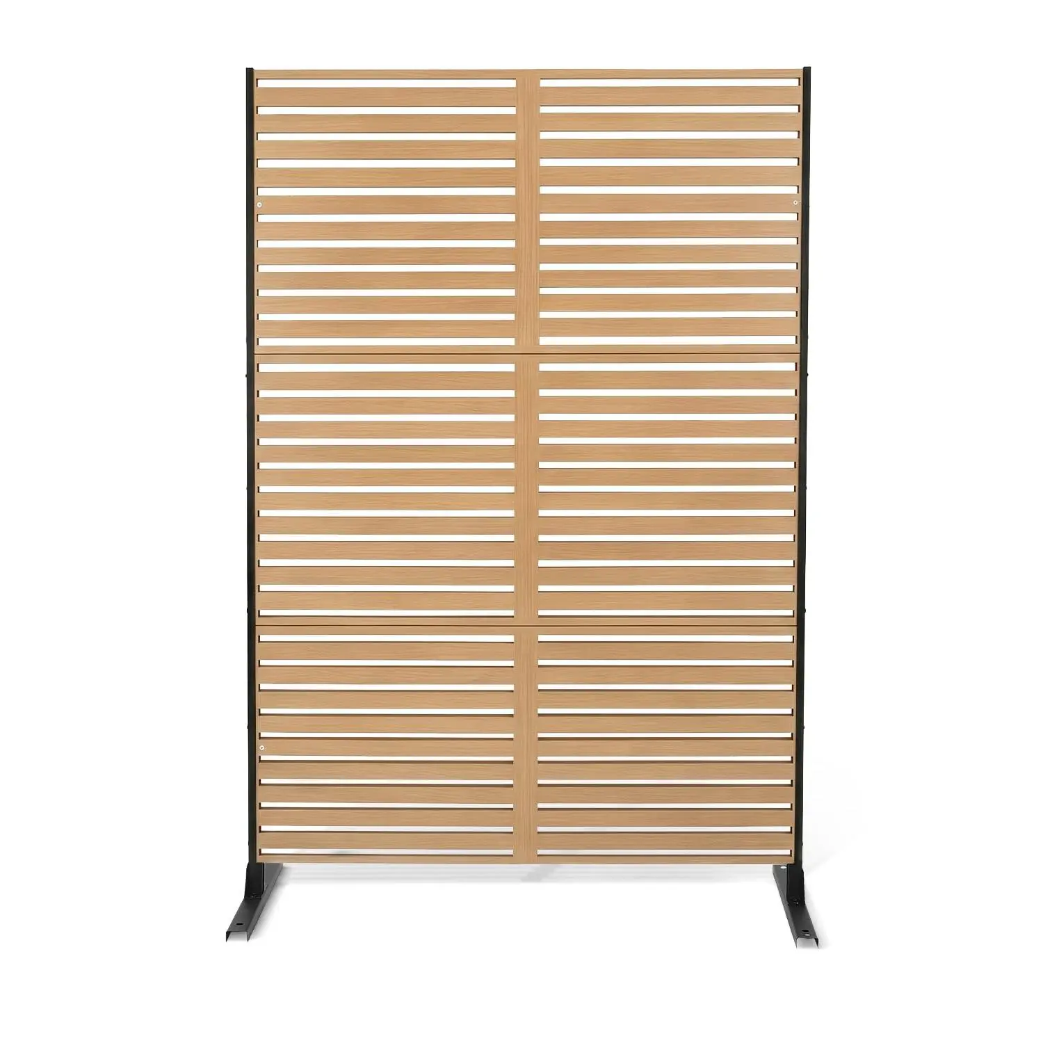 48" w x 75" Heavy-Duty Carbon Steel Horizontal Stripe Garden Privacy Screen - Freestanding Decorative Fence Panel, Tool-Free Setup, All-Weather Pool Area Divider, Privacy Boost Home Decor