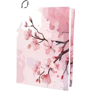 Blossom Stretchable Book Cover Cherry Blossom Pink Flower Washable Reusable Large Nylon Book Protector Elastic Notebook Wraps Suitable for Most Hardcover Books for Classroom Student