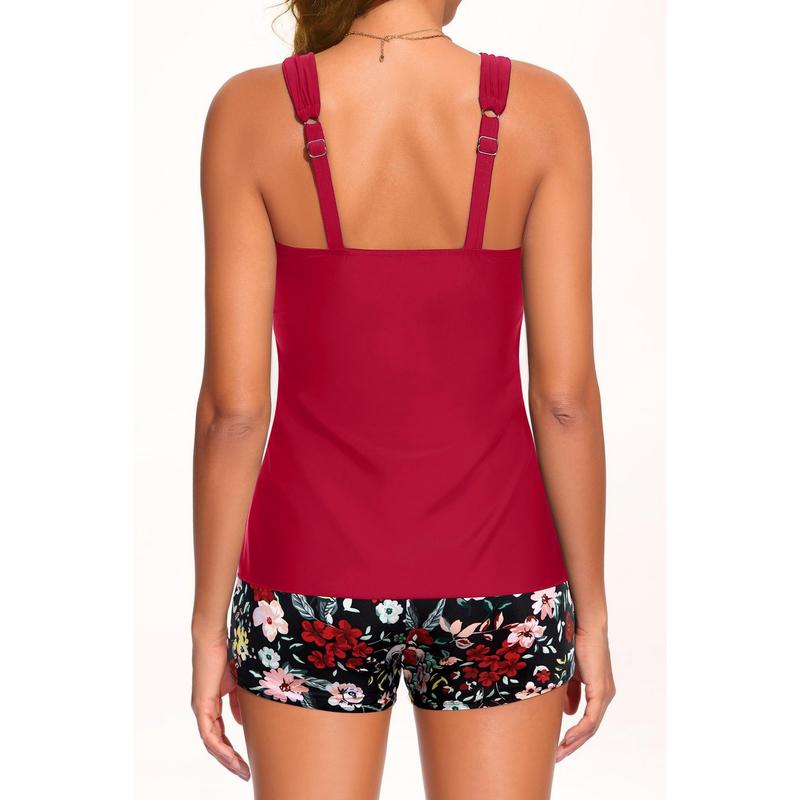 Daci Tankini Swimsuit with Shorts - Two Piece Tummy Control Bathing Suits Flowy Swim Top with Two Pockets Boy Shorts 2026