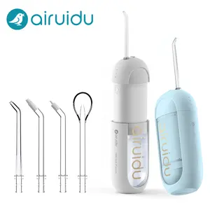 【Gift】Airuidu Rechargeable Portable Water Flosser - Pull-down removable water tank - 4 Nozzles-80-Day Battery Life- 360° without blind spots - IPX7 Waterproof - Oral Irrigator