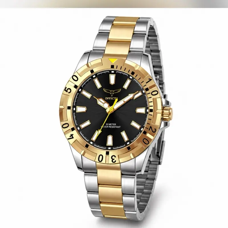 Men's Classic Quartz Wristwatch in Gold-Tone Stainless Steel, 42mm Round Case with a Green Luminous Dial and Date Function, 100m Water Resistant Analog Display, Casual Trendy Wristwatch, Luminous Waterproof Watch, Quartz Wristwatches