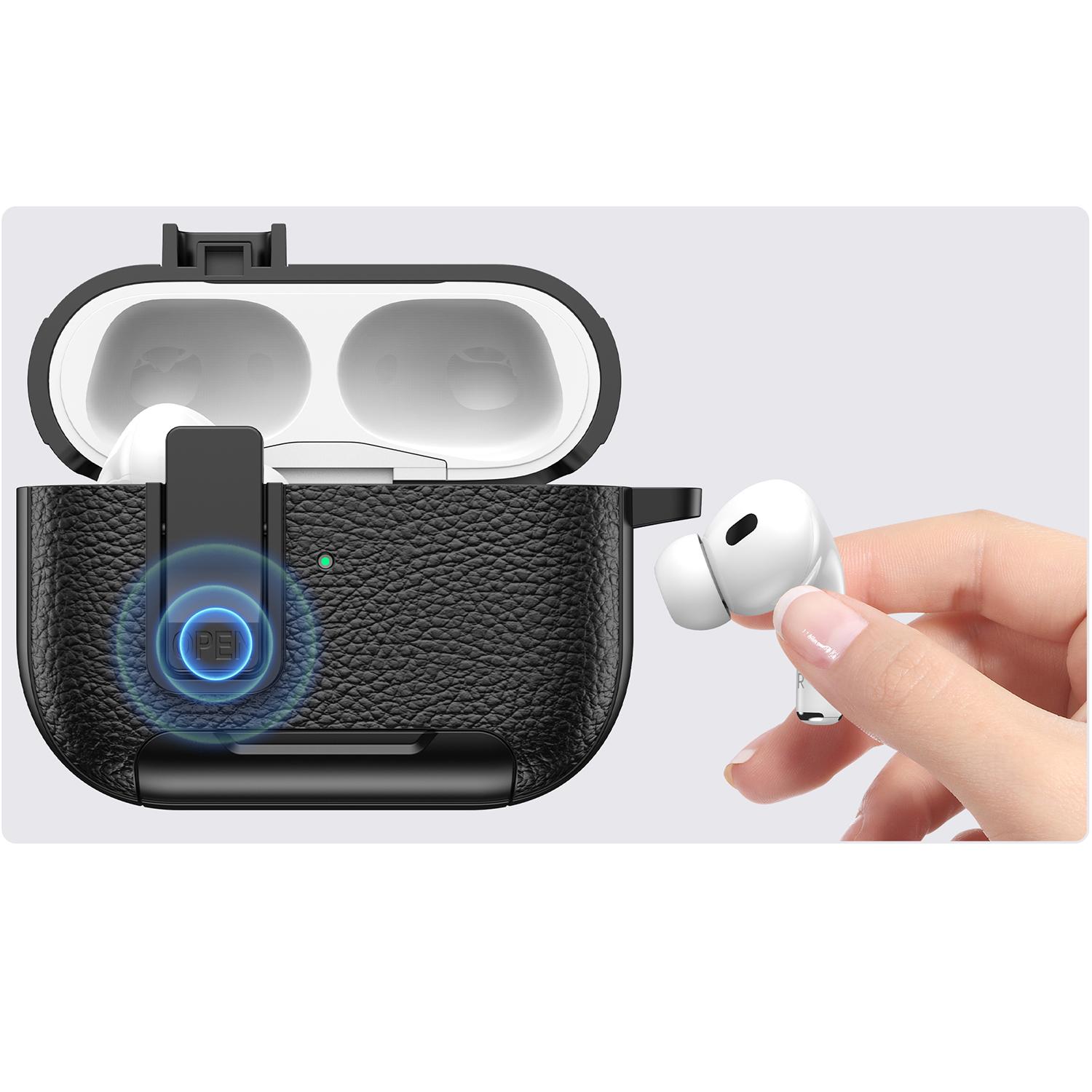 with Safety Lock Case For Apple For  for AirPods 4 / 3 / 2 / 1 for AirPods Pro 3 / Pro2 / Pro For Airpod Earbuds Headset Earphones Headphones Protective case Carabiner Anti-Drop Matte PU-Leather Audio Shockproof Cover Summer Decoration Accessories Durable