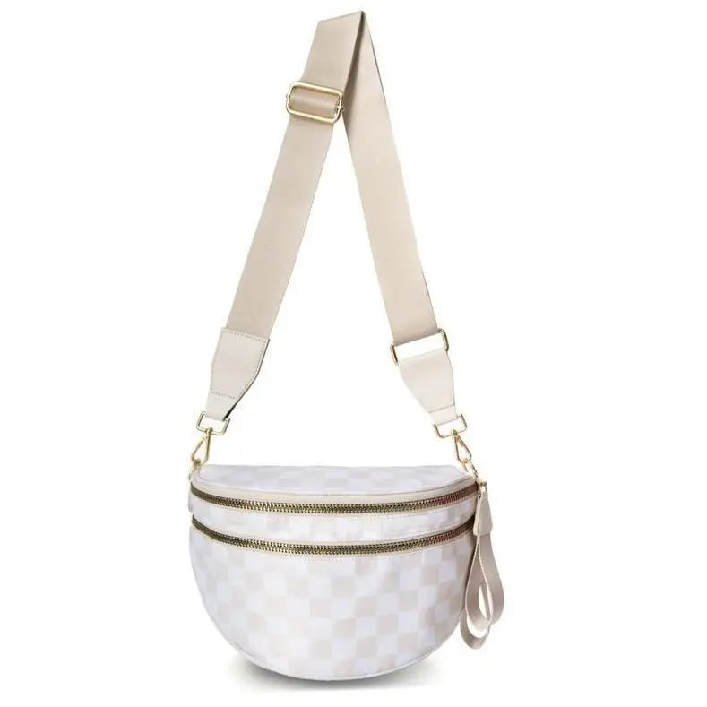 Women's 2026 Designer Checkered PU Leather Crossbody Bag - Casual Trendy Purses, Messenger Style, Detachable Adjustable Strap, Zip Closure, Multiple Storage Compartments, Water-Resistant, Versatile for Busy Lifestyles, Crossbody Bags for Women