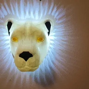 PLA Print Wall Mounted Glowing Lion with Built-In Switch for Easy On/Off Control - Decor Hanging Ornaments Decoration Hangable