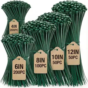 Zip Ties Assorted Sizes 4+6+8+10+12-Inch,600PCS Green Zip Ties,Multi-Purpose Self-Locking Nylon  Tie,Wire Tie  for ,Garden Trellis,Office,Garage and Workshop.