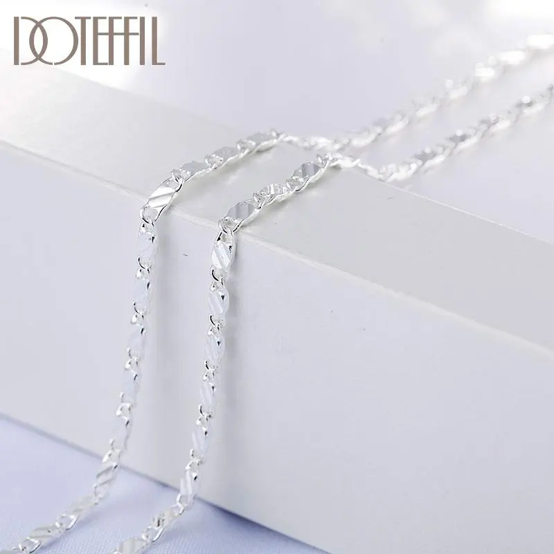 DOTEFFIL 925 Sterling Silver 16/18/20/22/24/26/28/30 Inch 2mm Charm Chain Necklace For Women Man Fashion Wedding Party Jewelry