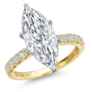 1.38 to 5.38 Cttw IGI Certified Lab Grown Diamond in 2-Tone 14K White and Yellow Gold Engagement Wedding Ring for Women | Marquise Cut | E-F Color | VS1-VS2 Clarity