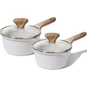 Nonstick Granite Saucepan Set with Lid, Stay-cool Handle, Induction Compatible, PFOA Free