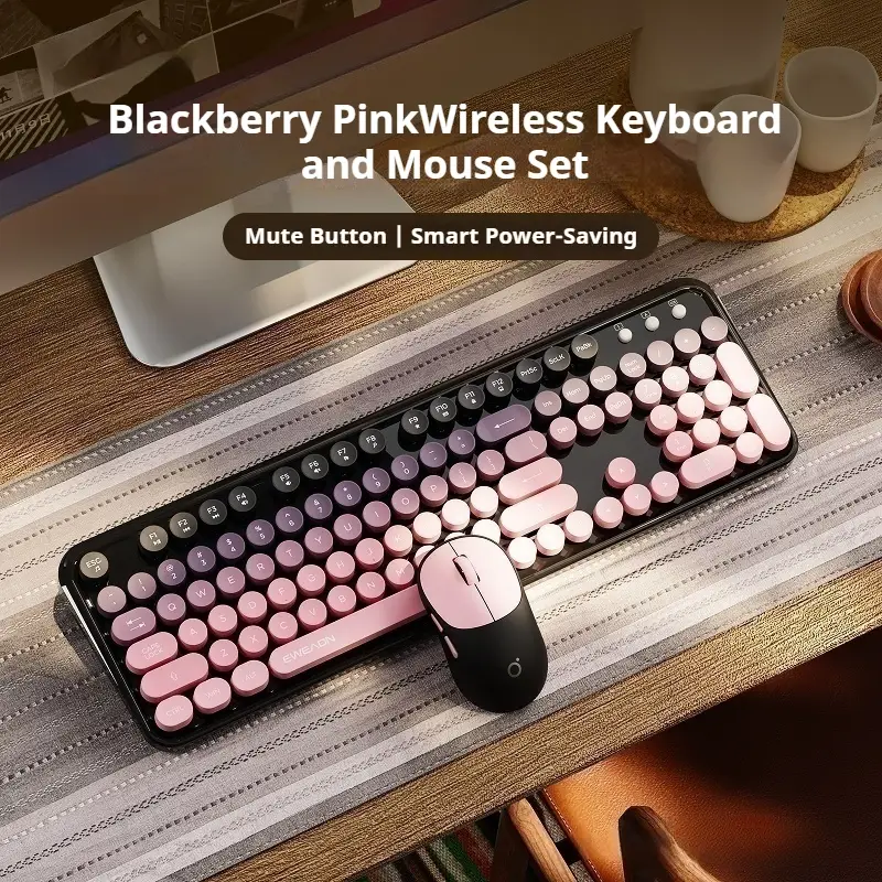 EWEADN Eweadn Wireless Keyboard & Mouse Combo, 2.4G Wireless Keyboard & Mouse Set, Stylish Blackberry Gradient Colorful Design Keyboard & Mouse Set fo
