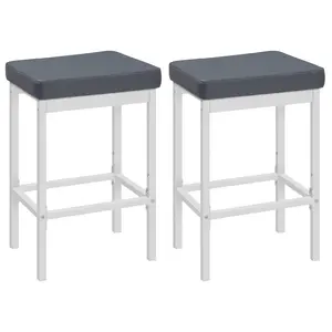HOOBRO Bar Stools, Set of 2 Bar Chairs, 24.8-Inch Height Stools, Breakfast Bar Stools, Kitchen Bar Chairs, 2" Thick Upholstery, for Kitchen, Dining Room, Cafe, Bar Counter, White and Gray#springtok#SpringSale #BigSpringSale